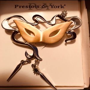 Mardi Gras mask brooch designer Preston of NewYork